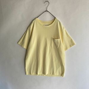 UNITED ARROWS & SONS 日本製 ユナイテッドアローズ＆サンズ ポケット付き クルーネック Tシャツ 半袖 ポケT イエロー系 size M