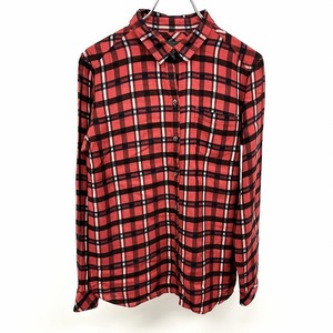 アンタイトル UNTITLED シャツ 長袖 少し薄手 チェック 日本製 ポケット レーヨン×リヨセル×ウール 2 レッド 赤×紺×黒×白 レディース