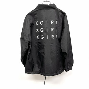 エックスガール 【新品】X-girl コーチジャケット アウター 起毛裏地 ドットボタン バックプリント 長袖 ナイロン100% 1(51) 黒 レディース