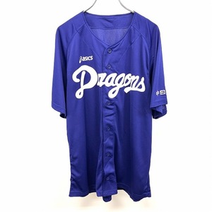アシックス asics 野球 中日ドラゴンズ サードシャツ 半袖 ネーム無しタイプ プリント ポリ100% F ブルー 青×白 メンズ