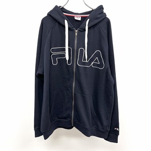 フィラ FILA ジップアップ パーカー 長袖 スウェット 裏毛 ポリ×綿 XO XXL 2XL 3L ダークネイビー 濃紺×ホワイトシルバー×赤 メンズ