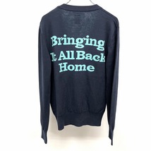 グラニフ 【新品】 ニット カーディガン 長袖 背中に英字 Bringing It All Back Home 綿100% S ネイビー 紺×青×黄 メンズ(レディース？)_画像1