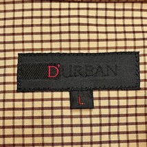 ダーバン D'URBAN シャツ 長袖 ウィンドウペンチェック ラインチェック スナップダウンカラー 胸ポケット 綿100% L ブラウン 茶色 メンズ_画像5