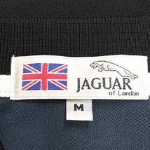 ジャガー JAGUAR ポロシャツ 半袖 ボーダー ロゴ刺繍 裾の両サイドにスリット コットンプラス M ネイビー 紺×黒×ゴールド メンズ_画像5