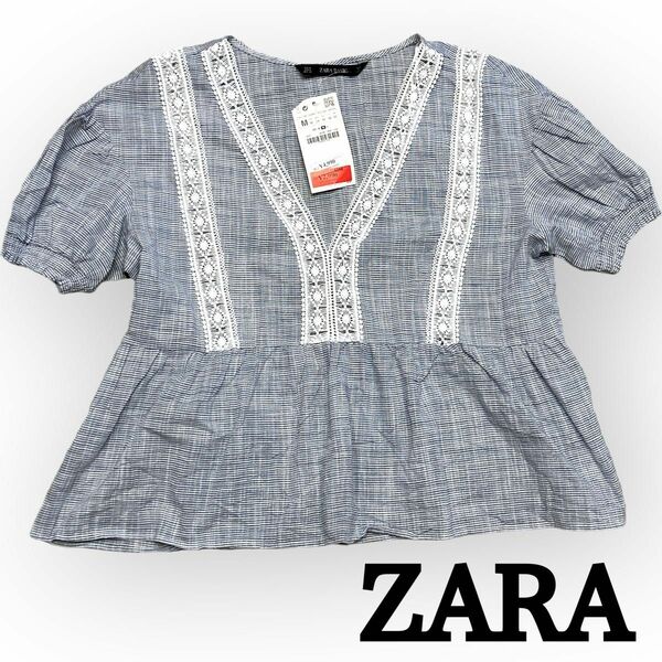 ZARA 新品 トルコ製 半袖ブラウス ザラ