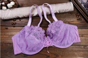 ブラジャー *:. * D70 フルカップ 極美品 軽くてセクシーきれいな色* スケスケ*sexy* 美咲花刺しゆうレースが飾る*高級補正ブラジャー 