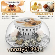 自動孵卵器 インキュベーター 鳥類専用 自動転卵式 アヒル ガチョウうずら 鶏など家畜 ふ卵器12個入卵可能 子供教育用 家庭用_画像7