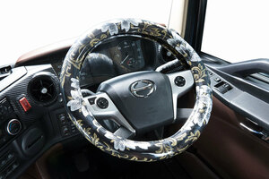  for truck steering wheel cover very thick gold . mountain Sakura black vinyl attaching 