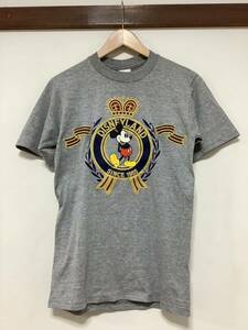 よ1102 USA製 Disney ミッキーマウス プリントTシャツ 90's ビンテージ 半袖Tシャツ S グレー キャラクター