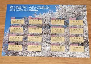 JR東日本 東日本旅客鉄道株式会社発足記念入場券 B型硬券16枚 1987年（昭和62年）
