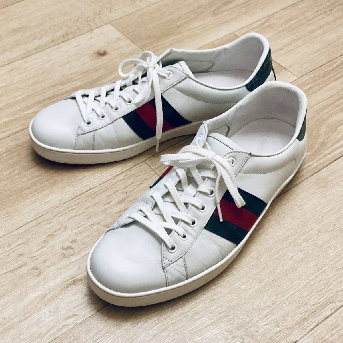 グッチ GUCCI ACE エース メンズ レザー スニーカー ホワイト 28cm