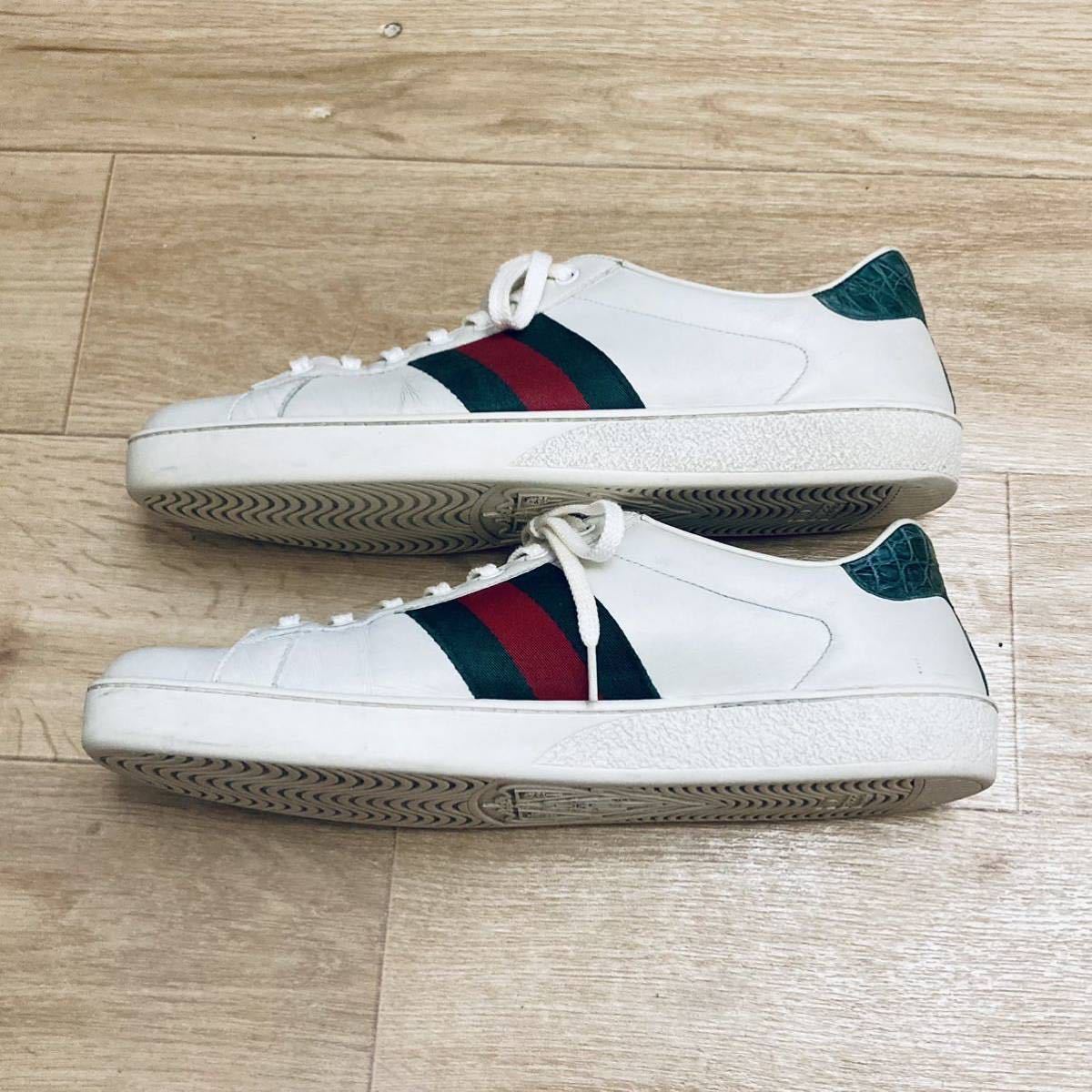 グッチ GUCCI ACE エース メンズ レザー スニーカー ホワイト 28cm