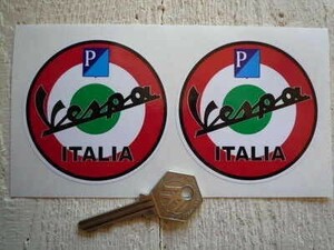 ◆送料無料◆ 海外 Vespa Piaggio Italia ベスパ 75mm 2枚セット ステッカー