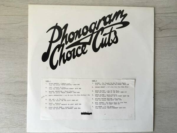 PHONIGRAM CHOISE CUTS 10CC GRAHAM BONNET GREGG ALLMAN ROGER DALTREY PETER GABRIEL TASTE THE JAM オーストラリア盤　PROMO