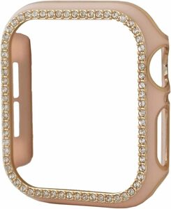 Gaacal プラスチック製Apple watch ケース アップルウォッチ保護ケース装着簡単 ダイヤカットストーン付き (44mm, ゴールド)