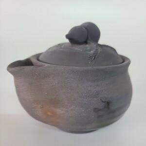 to34). bin unused Ono wide person inspection : small teapot Bizen . Yakishime 