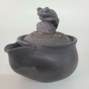 to37). bin unused Ono wide person inspection : small teapot Bizen . Yakishime 