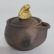 テ60) 宝瓶 未使用 小野広人 検:急須 備前焼 焼締め 煎茶道具 煎茶器 急須 萩焼 金彩摘まみ_画像3