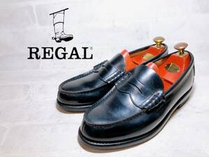 【極美品】REGAL リーガル 上質 コインローファー ビジネスシューズ 本革 レザー 黒 24EEcm メンズ 紳士靴