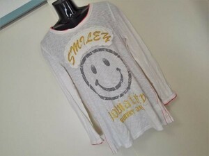 kkyj1450 ■ Smiley Face ■ Tシャツ カットソー トップス 長袖 コットン 白 LL