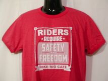 ssy2113 BIKE RIO CAFE 半袖 リングTシャツ レッド ■ 前後プリント ■ カジュアルTシャツ Sサイズ_画像2