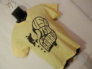 ssy2521 Printstax 半袖 Tシャツ ライトイエロー ■ フロントプリント ■ クルーネック 綿100 カジュアル Sサイズ