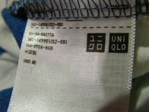 ssy2352 ユニクロ UNIQLO 半袖 Tシャツ ホワイト×ブルー ■ 太ボーダー柄 ■ 胸ポケット クルーネック カジュアル Sサイズ_画像9