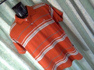 ｍｈ4　Ｕ２　ポロシャツ　オレンジ　ボーダー　Lサイズ　コットン１００％