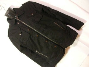 ssy837 create barefoot メンズ コットンジャケット ブラック ■ フルジップ ■ 袖口ファスナー デザインジャケット Lサイズ