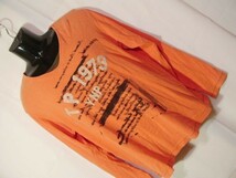 ssy805 THINK PINK メンズ 長袖 Tシャツ オレンジ ■ フロントプリント ■ カジュアル カットソー 綿100％ XLサイズ 訳アリ_画像1