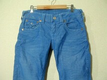 ssy5450 TRUE RELIGION ■ コーデュロイ ジーンズ ■ ブルー ステッチ カジュアル ストレッチ素材 トゥルーレリジョン_画像4