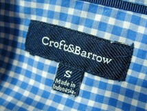 ssy5616 Croft&Barrow メンズ 半袖 シャツ ブルー×ホワイト ■ チェック柄 ■ ボタンダウン カジュアル 綿混素材 Sサイズ_画像7