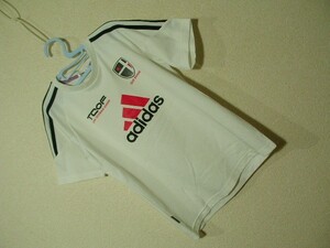 ssy5581 adidas キッズ 子供服 半袖 Tシャツ ホワイト ■ 3本ライン ■ プリント climalite クライマライト 130-140くらい アディダス