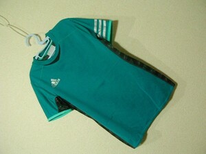 ssy5585 adidas キッズ 子供服 半袖 ドライ Tシャツ グリーン ■ 無地×柄 切り替え ■ サイズ150 climalite クライマライト アディダス