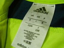 ssy5682 adidas キッズ 子供服 長袖 カットソー ジャケット パーカー 蛍光イエロー×ネイビー ■ 配色 ■ ジップ climalite サイズ120_画像8