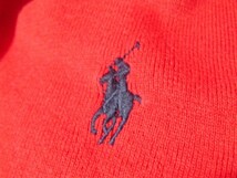 ssy4568 POLO RALPH LAUREN 長袖 コットンニット プルオーバー レッド ■ Vネック ■ ワンポイント刺繍 薄手 大きいサイズ 2XLT_画像4