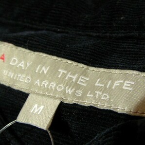 ssy3994 UNITED ARROWS A DAY IN THE LIFE メンズ 長袖 細コーデュロイシャツ 濃紺 ■ バンドカラー ■ スタンドカラー 刺繍 ストレッチ Mの画像8