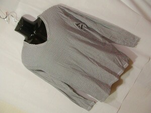 ssy2902 OUTDOOR メンズ 長袖 Tシャツ カットソー ブラック×ホワイト ■ ボーダー柄 ■ Vネック カジュアル 綿100 Mサイズ