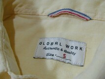 ssy5758 GLOBAL WORK 半袖 シャツ ライトイエロー ■ 無地 ■ 綿麻 コットンリネン 薄手 Sサイズ グローバルワーク_画像7