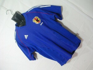 ssy6047 adidas 半袖 ドライ Tシャツ ブルー系 ■ プリント ■ JFA ロゴ メッシュ climalite Lサイズ スポーツ アディダス