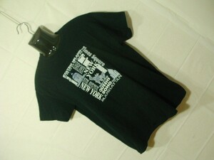 ssy5994 GILDAN 半袖 Tシャツ ブラック ■ フロントプリント ■ クルーネック カジュアル Mくらい