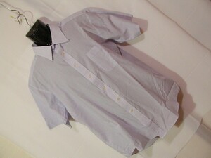 ssy1560 RICHARD DUNIEL メンズ 半袖 ワイシャツ ブルー×グレー ■ ピンストライプ ■ 胸ポケット ビジネス