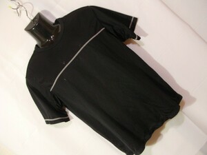 ssy1508 ユニクロ メンズ 半袖 Tシャツ カットソー ブラック ■ メッシュ ■ クルーネック 丸首 ステッチ Mサイズ