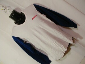 SSY2022 Mizuno Mizuno Футболка с длинным рукавом белый x темно-синий ■ Принт логотипа на груди ■ Цветовая схема Акриловая сетка Спортивное бейсбол L Сундук 90-98