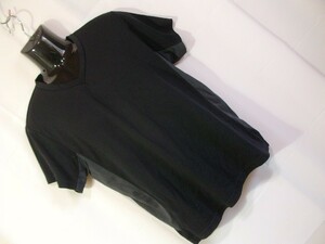 ssy1338 gu-sports メンズ 半袖 Tシャツ ブラック×グレー ■ Vネック ■ メッシュ 無地 配色 ポリエステル100％ Lサイズ