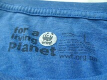 ssy6302 ■ WWF for a living planet ■ 半袖 Tシャツ カットソー ブルー フロントプリント パンダ クルーネック Lサイズ_画像8