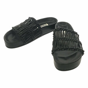 【美品】 JIL SANDER / ジルサンダー | LEATHER SANDAL 編み込み レザーサンダル | 36 | Black | レディース