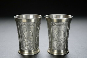 古いコップ Selangor Pewter 2脚SET 検索用語→A10内酒器ピューターグラスフリーカップピューター錫ロイヤルセランゴール