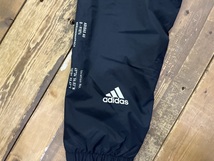 ADIDAS アディダス ナイロンパンツ Lサイズ ブラック ウエストゴム ロゴプリント USED テック系 アウトドア スポーツ_画像6