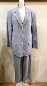 1344*Christian Dior / Christian Dior sport silver chewing gum check 2 piece setup suit jacket × bottom blue *